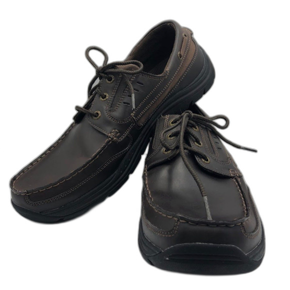 Skechers Relaxed Fit Mens Brown Leather Lace Up Casual Shoes Memory Foam Size 13 - Picture 5 of 13